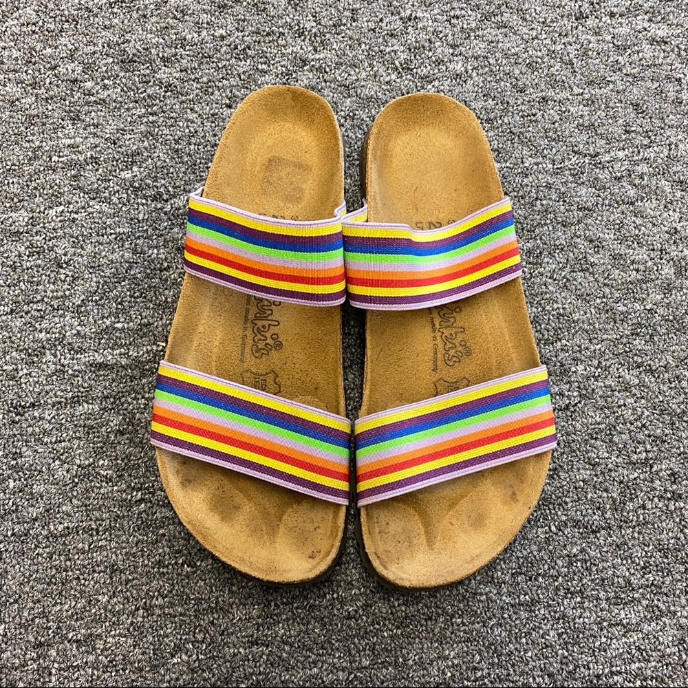 Birkenstock Birkis Rainbow 2 Strap Slip on Sandals Size 7N